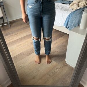 American Eagle Outfitters Blue Ripped Straight Leg Jeans